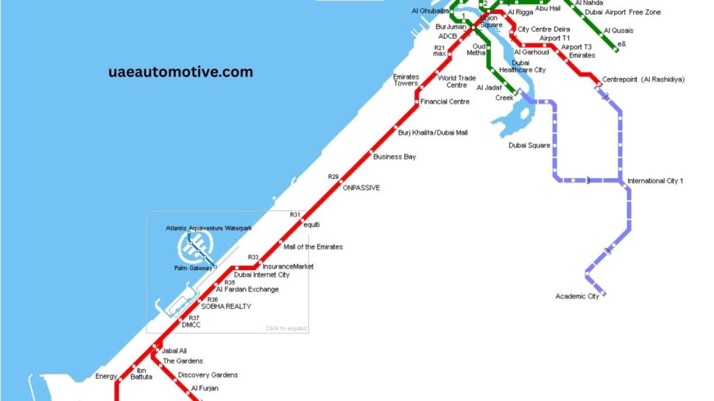Red line, Green line and Blue line map