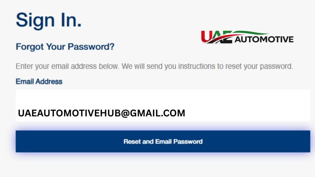 Dubai Courts login password reset page showing email address field and reset password option for account recovery